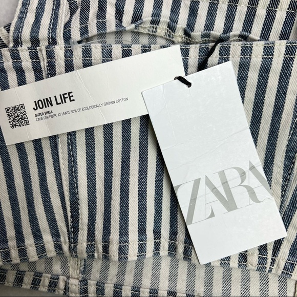 Zara Striped Denim Bustier Crop Tank Top Size Small NWT - Picture 4 of 7